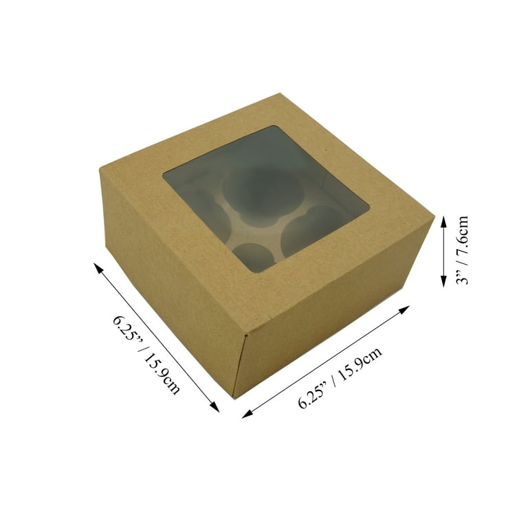 Way To Celebrate! 6.25x6.25x3 inch Kraft Treat Boxes with Window, 3-Count