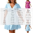 thumbnail image 4 of VBVC Women's Plus Wrap V Neck Flutter Sleeve Mini Dress , Ladies' Waist Tie Ruffle Hem Casual Dress , Summer Beach Party Flowy Sundress For Women,Sky Blue,S-5XL, 4 of 7