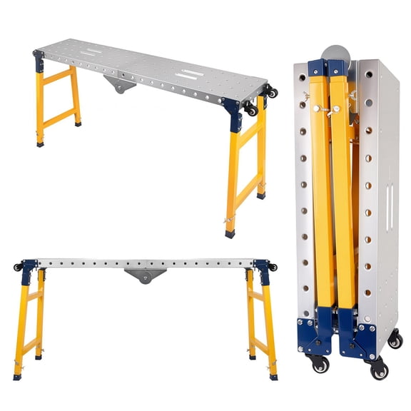 QUHEE Portable Steel Welding Workbench 1100 LBS Load Capacity Adjustable Height 55x14 Inch