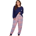 thumbnail image 3 of Xinhuaya Women's Plus Size Long Sleeve PJ Top, Bottom Pajama Set, 3 of 10