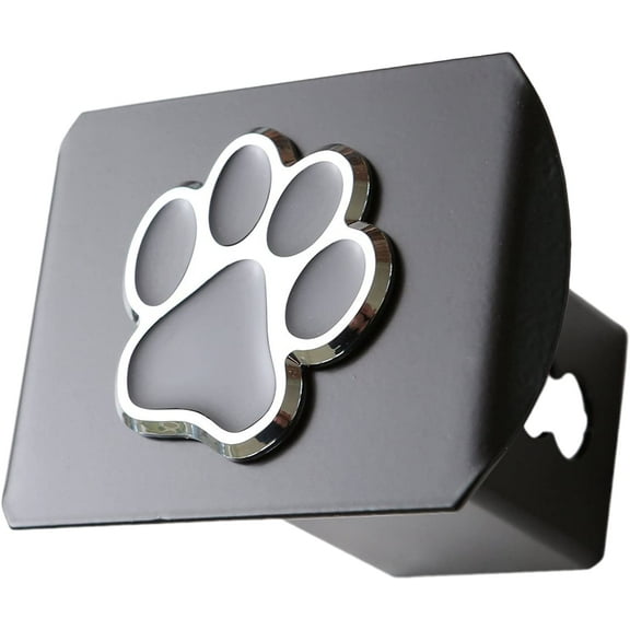 LFPartS Bear Dog Animal Paw Foot 3D Emblem Metal Trailer Hitch Cover Fits 2" Receivers (Black on Black)
