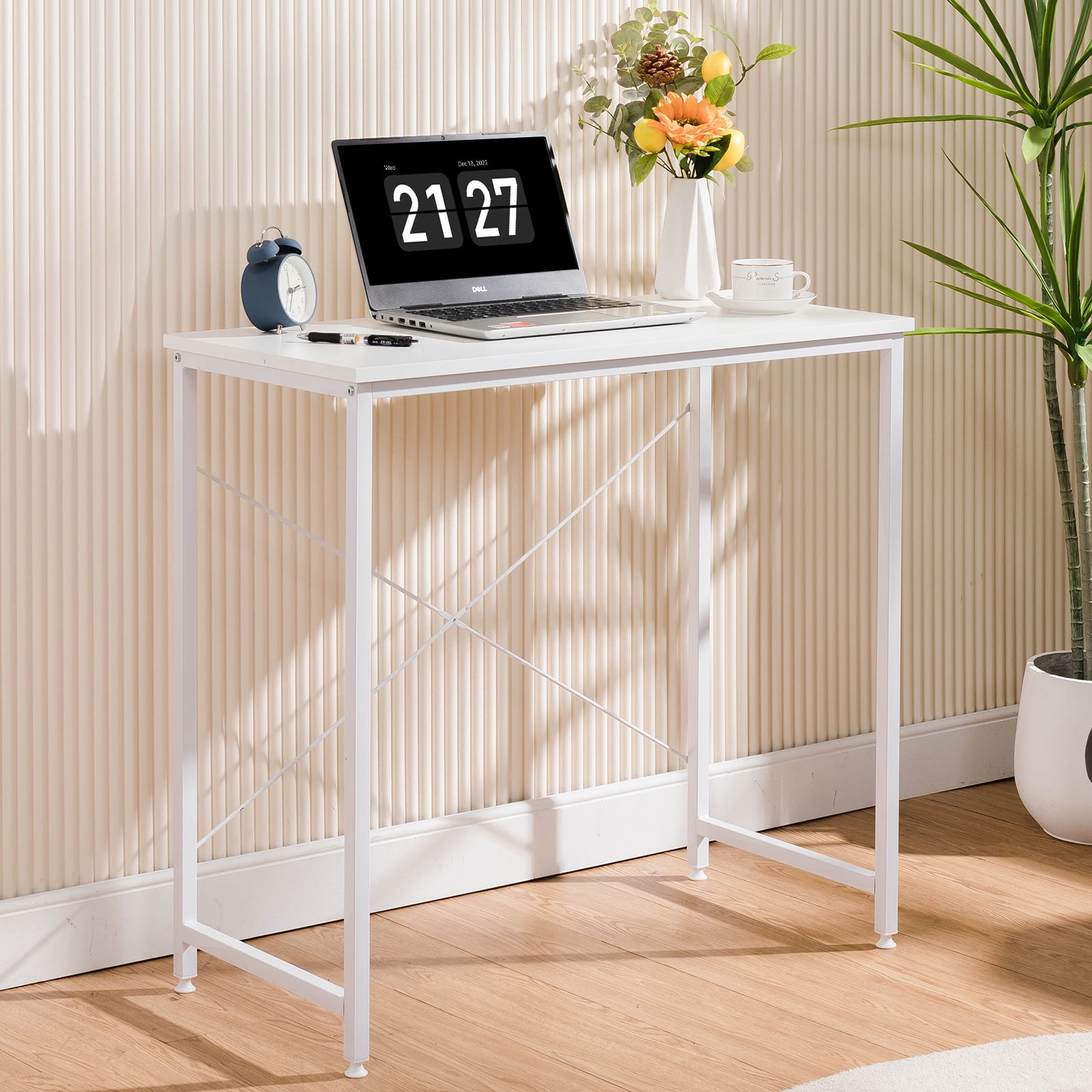 COMHOMA 32" Small Computer Desk, Modern Writing Desk with Metal Frame for Home Office & Study, White