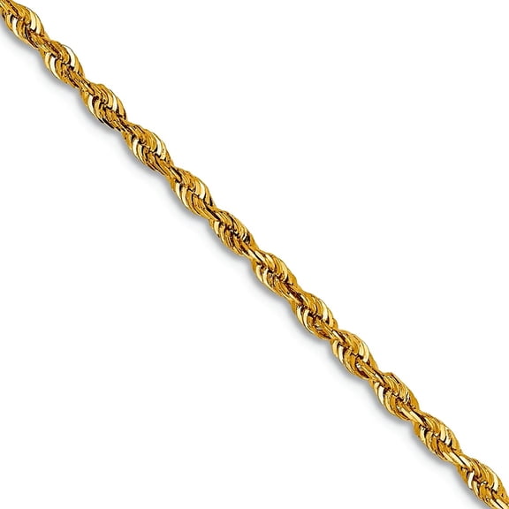 10k Solid Yellow Gold 1.85mm Sparkle-Cut Quadruple Rope Chain Necklace 22 Inch Chain Necklace for Women and Men