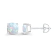 thumbnail image 2 of Decadence 925 Sterling Silver 5mm Cushion Cut Created Opal October Birthstone Screwback Stud Earrings, 2 of 7