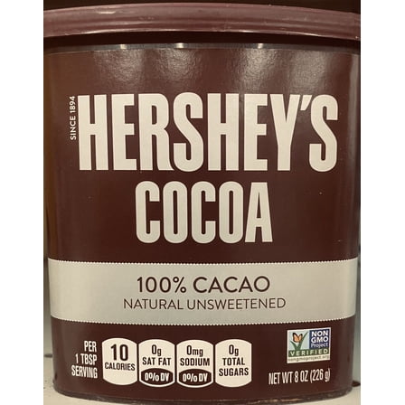 Hershey's Cocoa 100% CACAO Natural Unsweetened Powder 8 oz tub