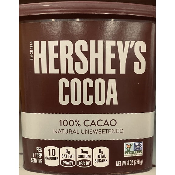 Hershey's Cocoa 100% CACAO Natural Unsweetened Powder 8 oz tub