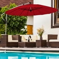thumbnail image 1 of Costway 10ft Patio Offset Umbrella W/ Crank and Cross Base Aluminum Burgundy, 1 of 10