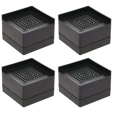 4Pcs Heavy Duty Bed Risers Furniture Frame Lifts Couch Heightening Pads (Black)