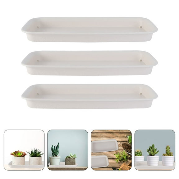 HAMPPLIES 3Pcs Rectangular Plant Trays For Multi-Purpose Gardening 13.4X4.3X1.2In
