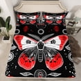 thumbnail image 2 of Homewish Vintage Gothic Moth Full Size Sheets,Boho Bohemain Theme Bed Sheets,Black Red Sheet Sets For Kids,Breathable Home Decor,4-Piece, 2 of 7
