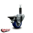 thumbnail image 2 of 3 Inch Blue Poly Swivel 1 Inch Expanding Stem Caster with Brake SCC, 2 of 2