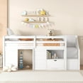 thumbnail image 3 of Harper & Bright Designs Twin Size Low Loft Bed with Shelves and Drawer, Solid Wood Loft Bed Frame with Stair for Boys and Girls, White, 3 of 14