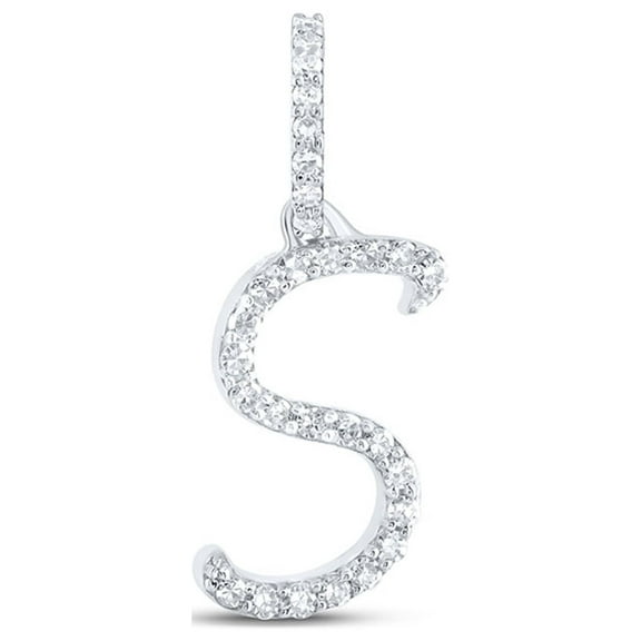 10kt White Gold Womens Round Diamond S Initial Letter Pendant 1/10 Cttw