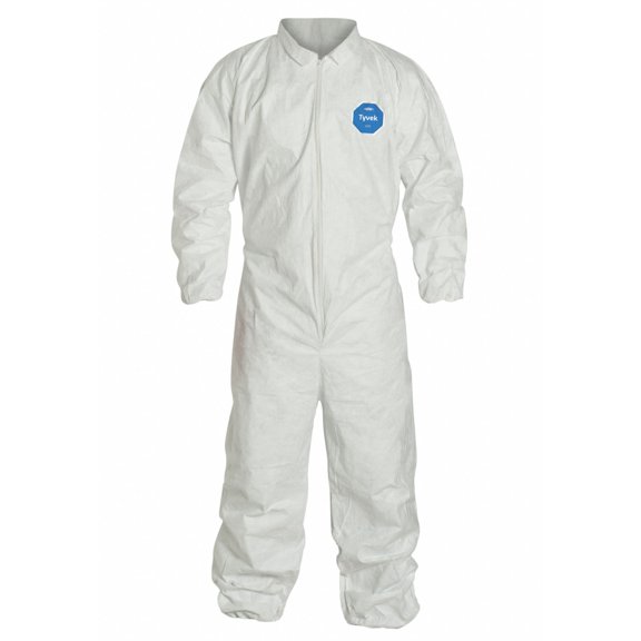 Dupont Collared Coveralls,Whte,3XL,Elastic,PK25  TY125SWH3X002500