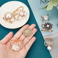 thumbnail image 3 of 6pcs 6 style Crystal Rhinestone Flower Scarf Buckle Ring with ABS Imitation Pearl Alloy Clasp Holder with Enamel for Women Girl Light golden 33~41x24~33x18~26.5mm 1pc/style, 3 of 6