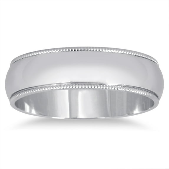 SZUL Women's 5mm Milgrain Edge Comfort Fit Wedding Band in 14K White Gold