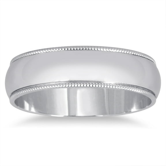SZUL Women's 5mm Milgrain Edge Comfort Fit Wedding Band in 14K White Gold