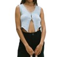 thumbnail image 1 of Camisa De Punto Superior Señoras Casual Cami Top Hollow Out Trendy T Shirt Button Down Streetwear Ropa Cgtredaw Para estrenar, 1 of 6