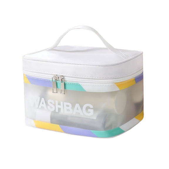 SLYNSHome Clear Cosmetic Bag Makeup Bag,Waterproof Travel Toiletry Bag Transparent PVC Pouch Beach Bag Organizer Accessories - White