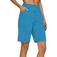 thumbnail image 2 of YueHuiYing Womens Bermuda Golf Shorts Inseam - Quick Dry Active Shorts with Pockets Athletic and Breathable, 2 of 5