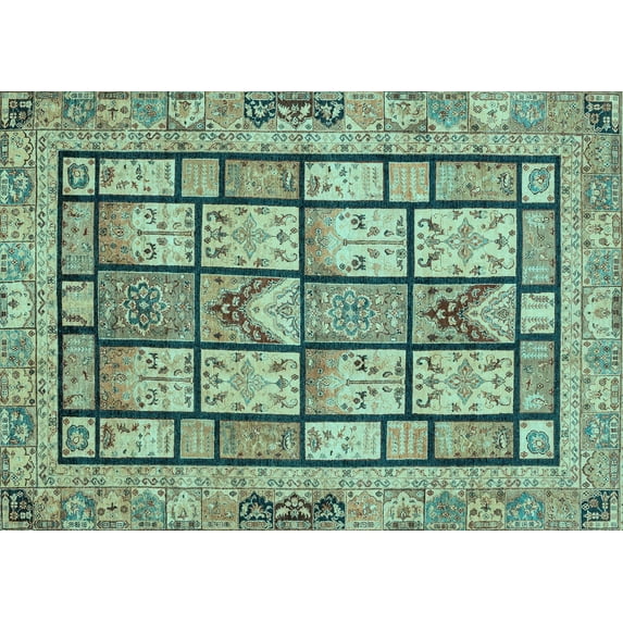 Ahgly Company Indoor Rectangle Abstract Light Blue Modern Area Rugs, 3' x 5'