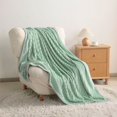 thumbnail image 6 of Lorviah Ultra Soft Flannel Throw Blanket, OEKO-TEX Certified, 50"x60", Machine Washable, Striped for Couch Sofa Bed, Sea Green, 6 of 6