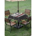 thumbnail image 5 of Square Outdoor Tablecloth with Umbrella Hole American Flag Outside Table Cloth Waterproof Patio Table Cover Retro US Flag Baseball Stars Gray Zipper Tablecloths for Picnic Party Camping 54x54 Inch, 5 of 8