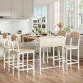 thumbnail image 4 of Dining Table Set for 4, PAPROOS 5 Piece Dining Set with Chairs, Counter Height Drop Leaf Dinner Table and 4 Stools for Kitchen Dining Room Breakfast Nook, Natural & White, 4 of 10