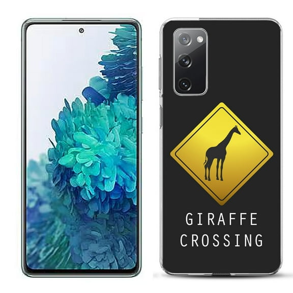 Slim-Fit Gel TPU Phone Case for Samsung Galaxy S20 FE 5G Fan Edition, by OneToughShield ® - Road Sign Giraffe