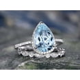 thumbnail image 3 of HeartsAndYou 2.7ct Natural Blue Aquamarine Bridal Set Stylish Band 100% 14k SOLID White Gold, 3 of 9