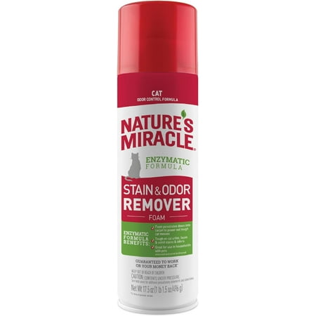 Nature's Miracle Advanced Stain and Odor Eliminator Foam Cat 17.5 Ounces, for Severe Cat Messes, Aerosol