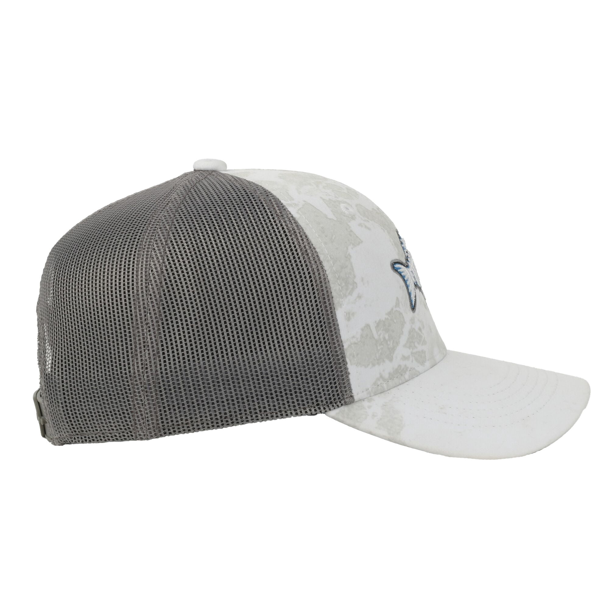 Realtree® Fishing WAV3 White Structured Cap – Mid Profile Mesh Back Snapback, One Size