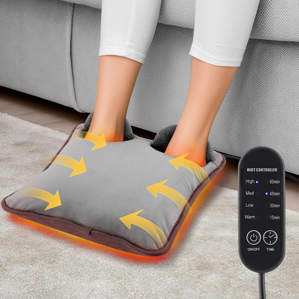 Pastsky Electric Heated Foot Warmer, Cordless Foot Massager with 4 Heat Levels & 4 Timers, Foot Heating Pad for Women Men