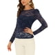 thumbnail image 4 of INSPIRAR CHIC Blusas de Manga Larga Abullonada Semi Transparente de Encaje Floral 2XL Azul Oscuro, 4 of 6