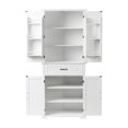 thumbnail image 3 of Modern Bathroom Storage Cabinet with Doors and Drawer, Wood Freestanding Cabinet with Inner Racks and Adjustable Shelf, 3 of 17