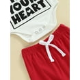 thumbnail image 6 of Baby Boys Pants Set, 3 6 12 18M Long Sleeve Crew Neck Letters Print Romper with Sweatpants and Hat Valentines Day Outfit, 6 of 9