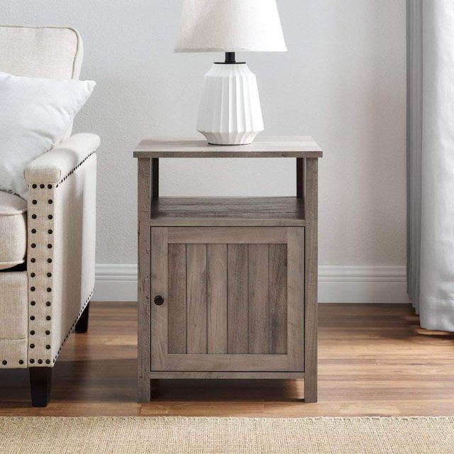 Walker Edison Table d'Appoint à Porte Rainurée 18 Pouces - Disponible en 2 Couleurs