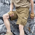 thumbnail image 5 of Men's 100% Cotton Cargo Shorts Workwear Multi Pocket Shorts Elastic Belt Relaxed Fit Casual Summer Hiking Shorts Big and Tall Size XS-3XL Brown, 5 of 7