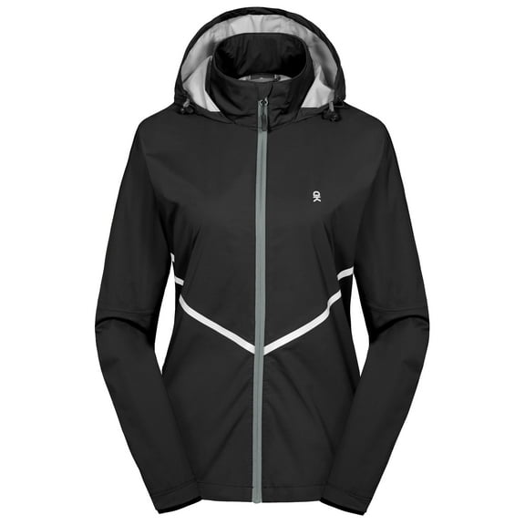 Little Donkey Andy Women's Rain Running Jackets Cycling Windbreakers Lightweight Waterproof Reflective Windproof Black L