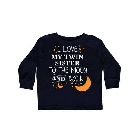 

Inktastic I Love My Twin Sister To The Moon and Back Gift Toddler Boy or Toddler Girl Long Sleeve T-Shirt