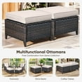 thumbnail image 3 of Planntonneo Outdoor Wicker Ottoman Set of 2, Patio Rattan Footrest Seat with Beige Cushions, Brown Wicker, 3 of 8