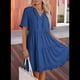 thumbnail image 3 of Vestido Informal de Mujer con Escote en V, Corta y Volantes, Corte A, Azul, Talla L, 3 of 5