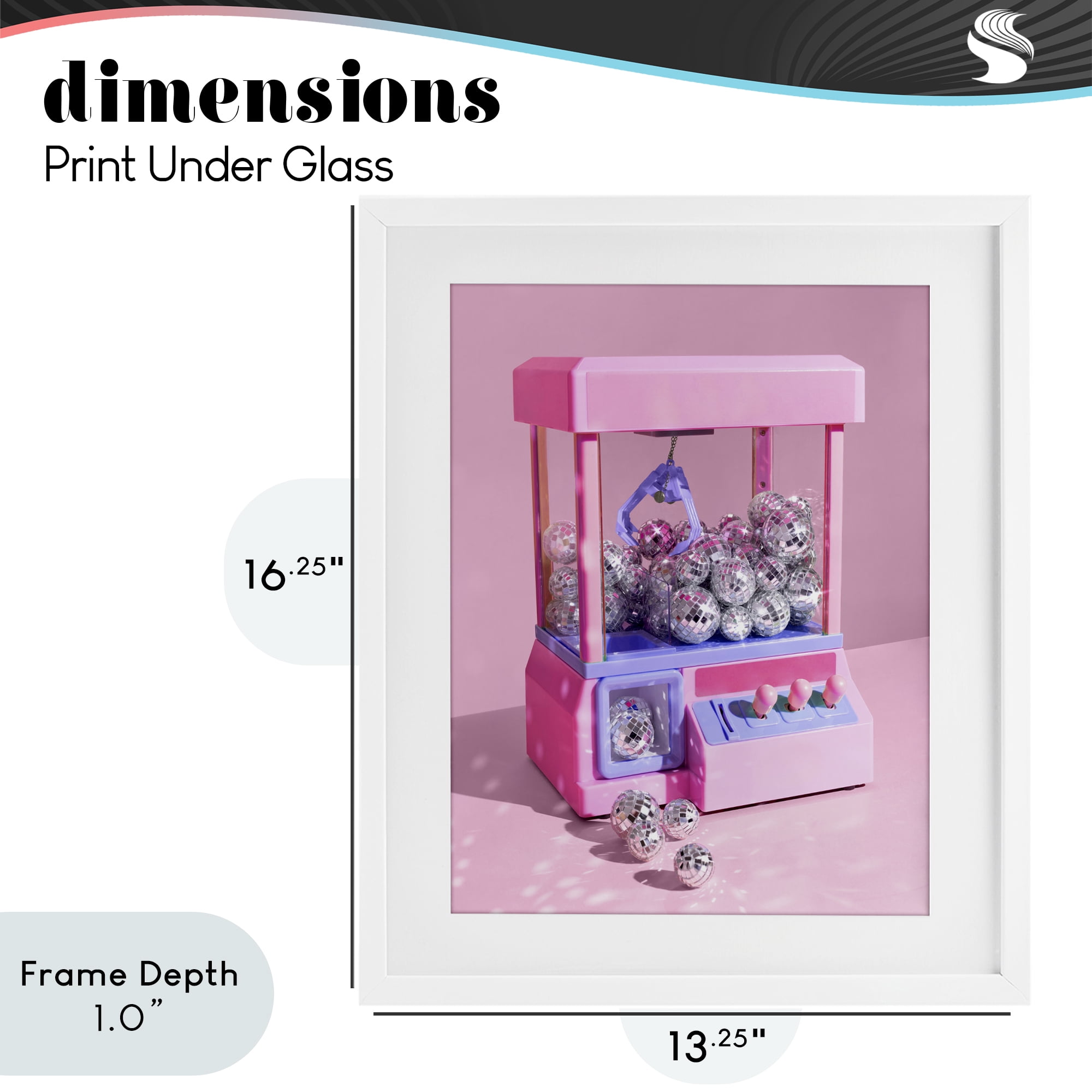 Stupell Industries Disco Ball Claw Machine White Framed Print Under Glass, design by LISH Creative