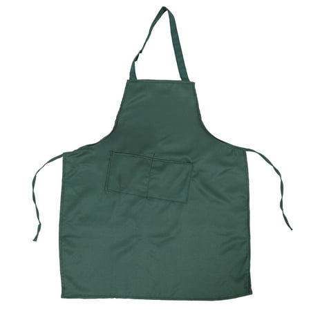 

2 Pockets Adjustable Neck Strap Bib Apron Restaurant and Home Kitchen Apron 60x85cm (Blackish Green)