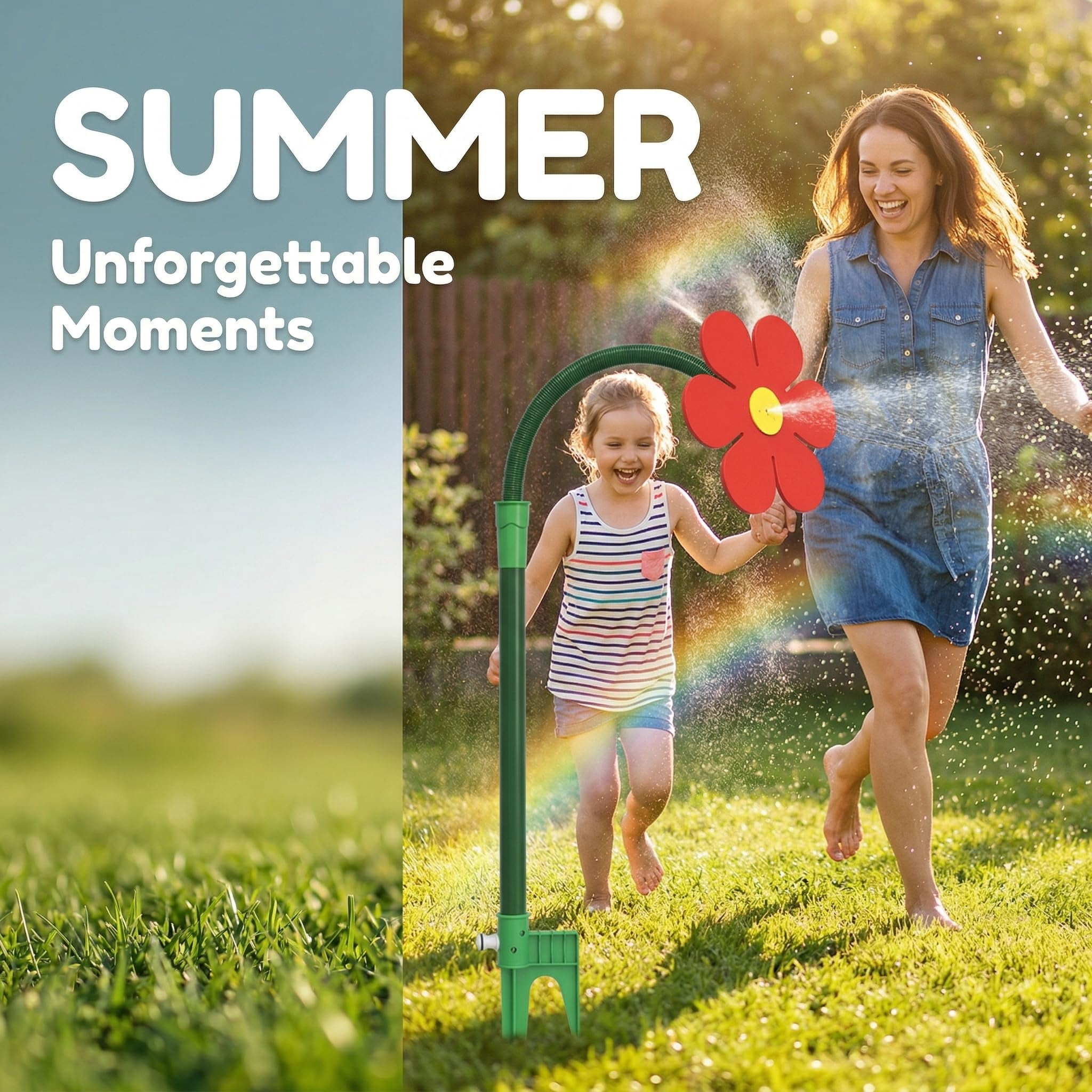 Crazy Daisy Sprinkler, Crazy Dancing Flower Water Sprinklers Funny, 360° Rotating Lawn Sprinkler for Yard Irrigation, Outdoor Water Play for Kids & Pets, Fun Garden Sprayer for Summer