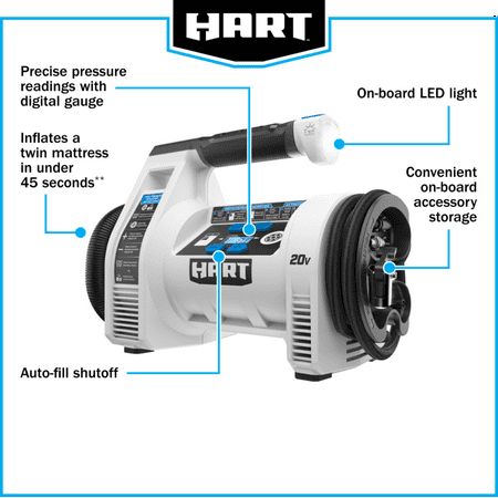 HART 20-Volt Cordless Air Pump Dual Function Digital Inflator Kit (1) 20-Volt 1.5Ah Lithium-Ion Battery