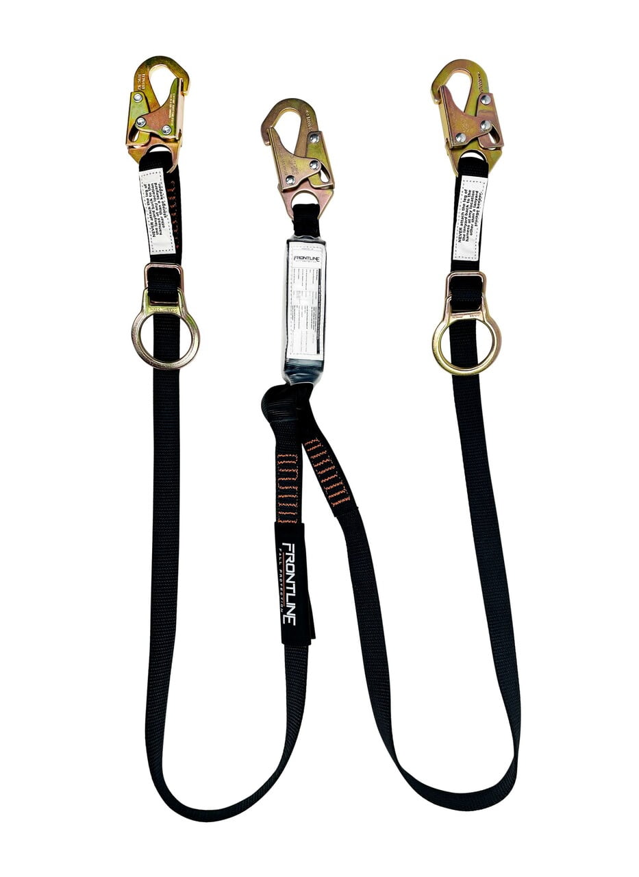 Frontline LPO62SADJ Combat 6' Tie-Back Double Leg Shock Absorbing Lanyard with S