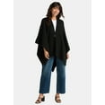thumbnail image 2 of Time and Tru Women's Rib Knit Fashion Coverup with Button, One Size, Black, 2 of 5