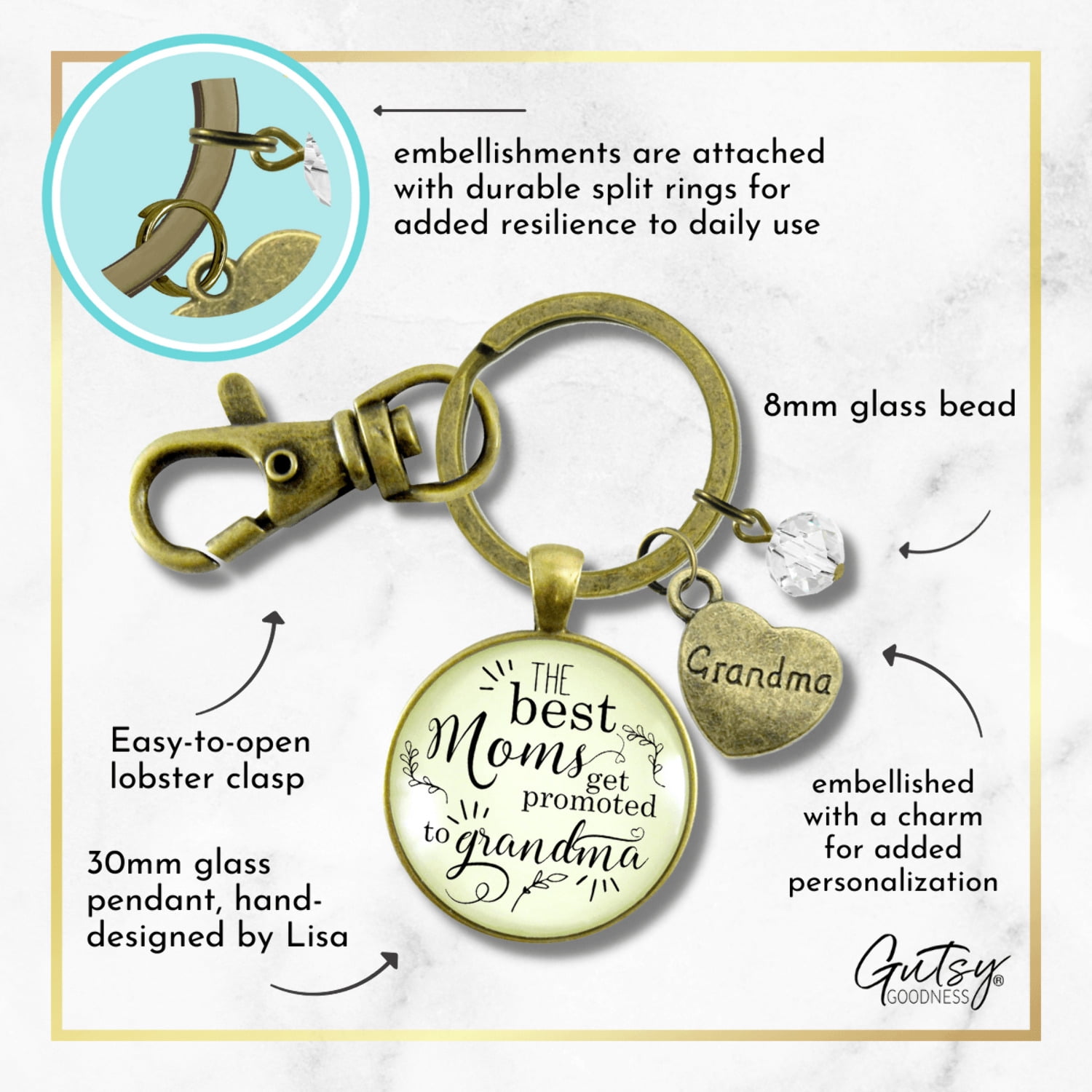 New Grandma Keychain Best Moms Get Promoted Grandmother Keepsake Jewelry Gift