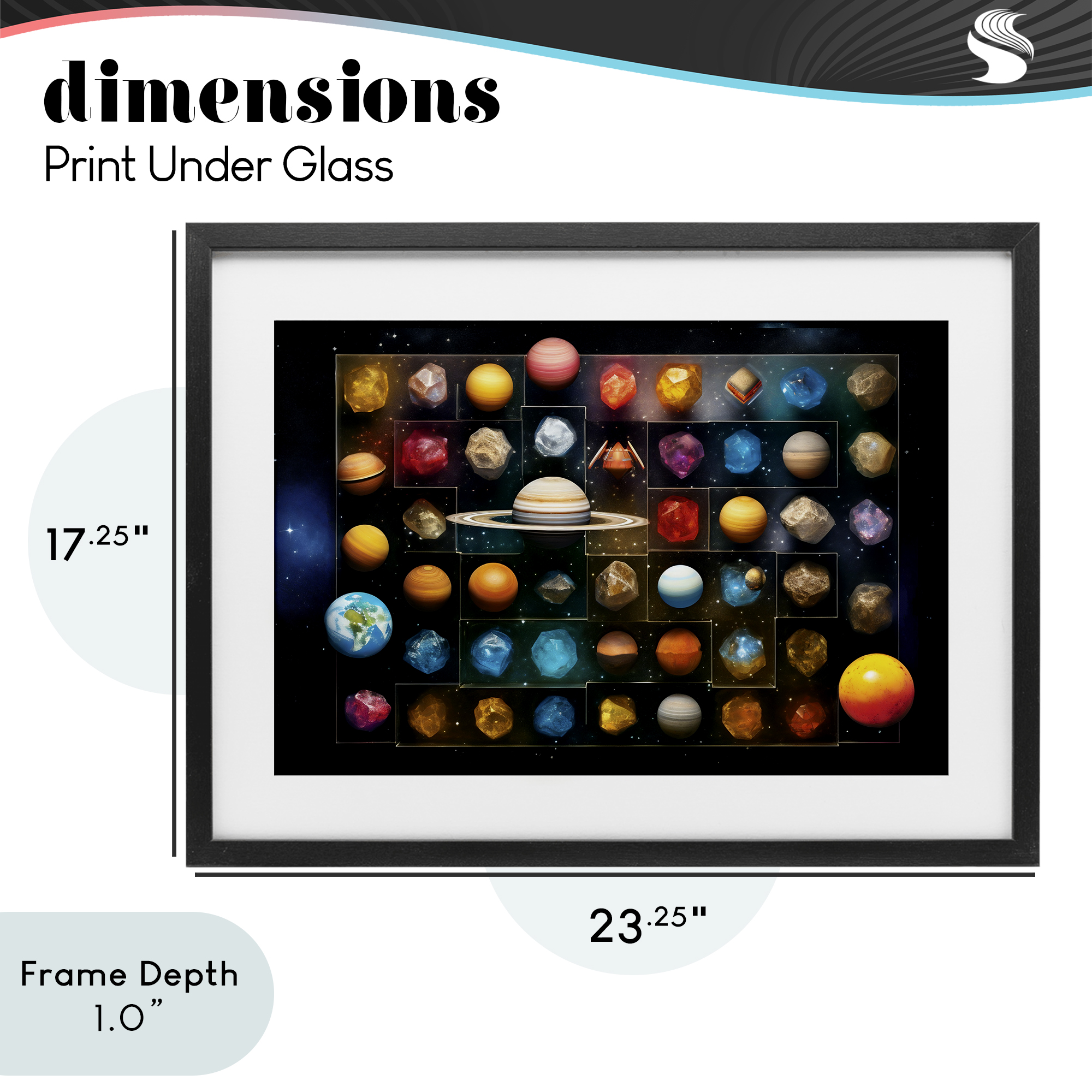 Stupell Industries Celestial Gems & Planets Black Framed Print Under Glass, design by Ray Powers